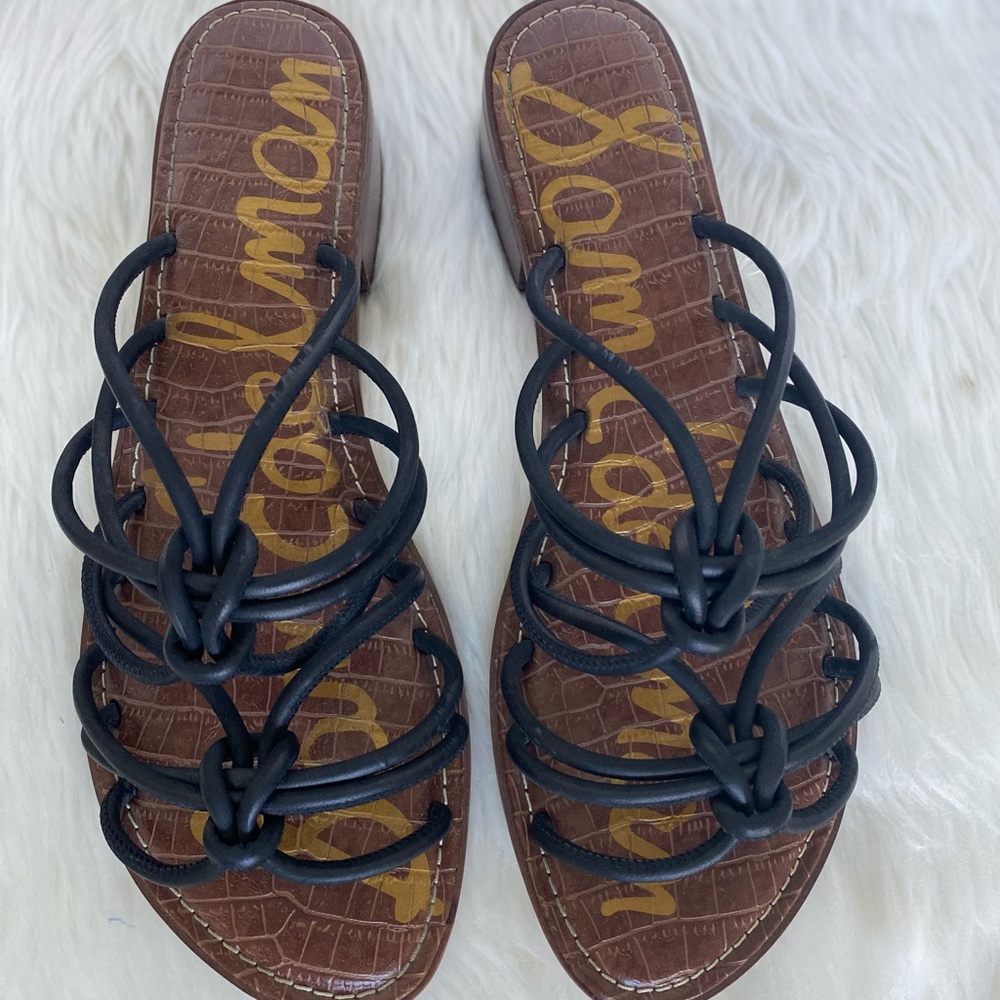 Sam Edelman Black Strappy Flat Sandals